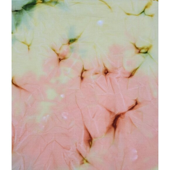 Tie Dyed Cotton Fabric Peach Green Yellow 2.88 Yards 46" W - Picture 2 of 3